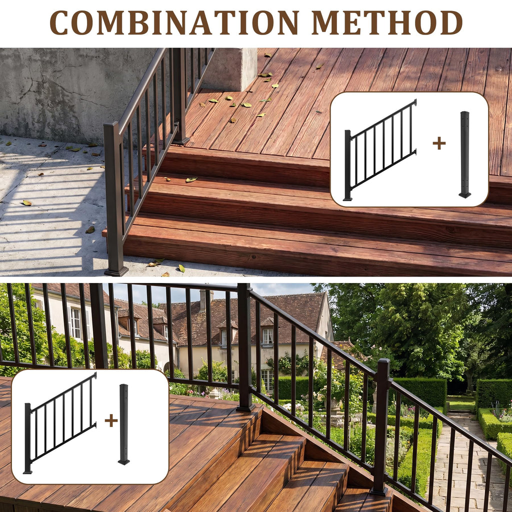 36 in x 4 Ft Modular Black Stainless Steel Stair Railing Kit