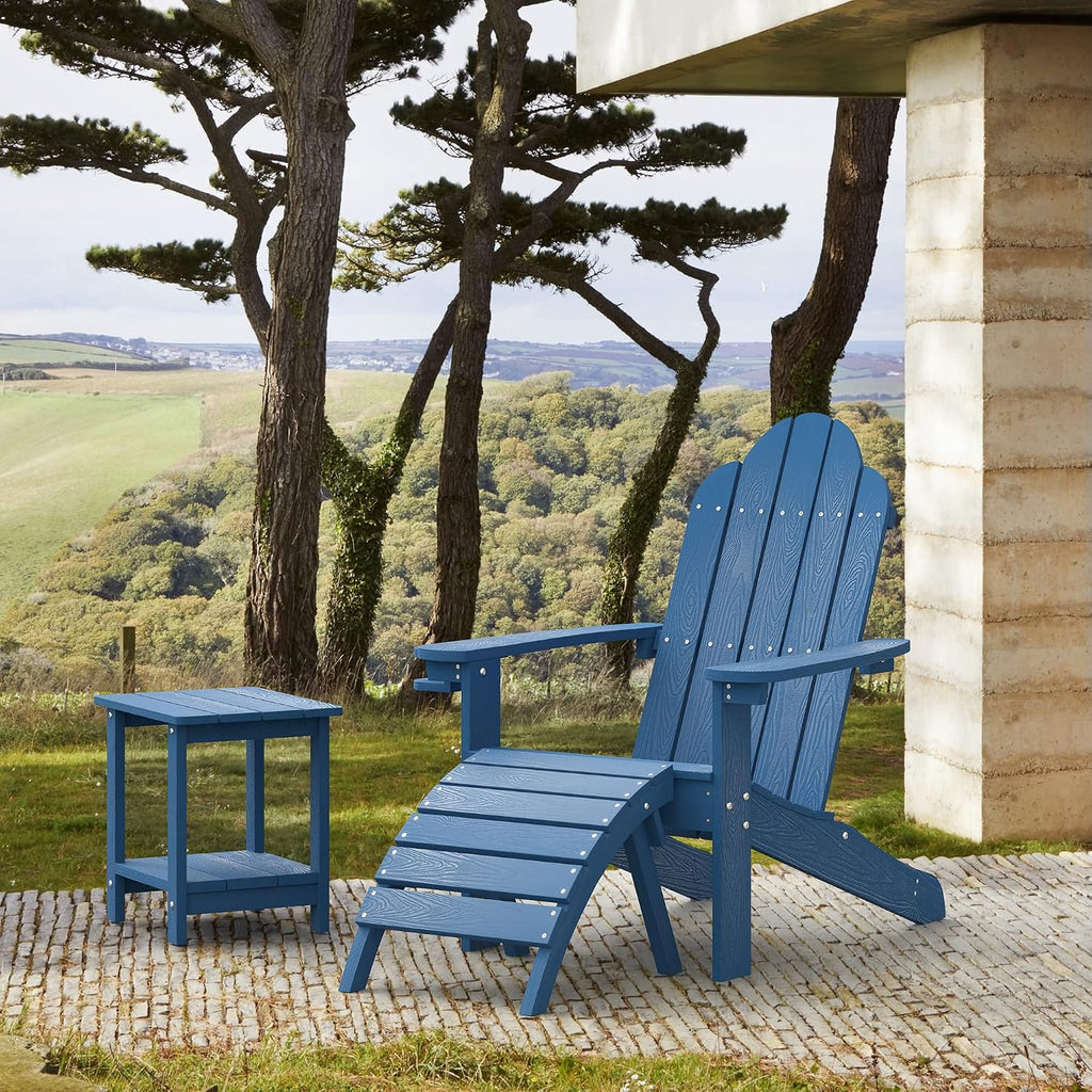 Outdoor Adirondack Chair, Cup Holder, Navy Blue | HDPS poly lumber, all-weather resistant, Low maintenance, built-in