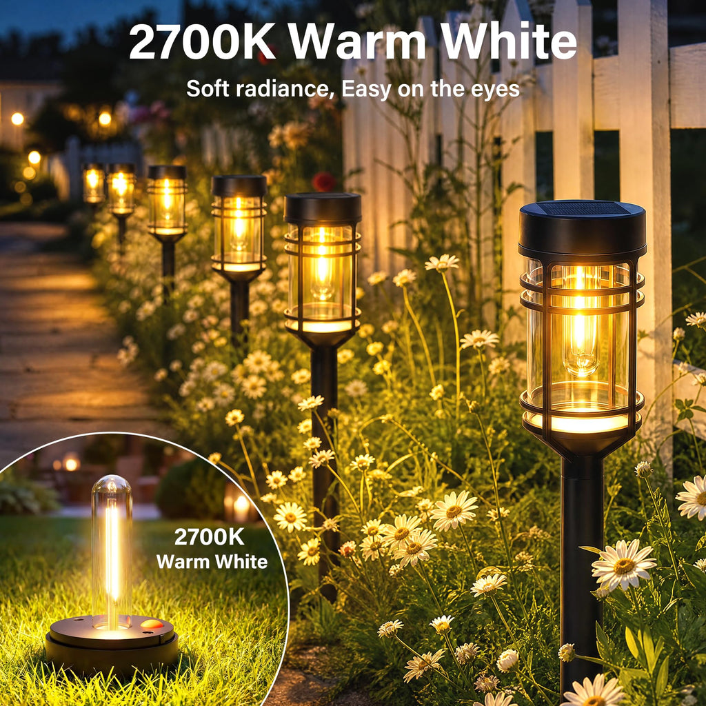 Solar Pathway Lights Outdoor 6 Packs, Solar Garden Lights IP65 Waterproof, LED Solar Powered Path Light Auto On/Off
