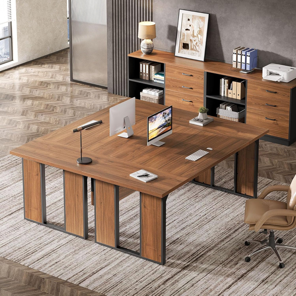 3 Drawer File Cabinet with 2 Open Shelves, Modern 39" Lateral Filing Cabinet for Letter/Legal Documents, Wooden