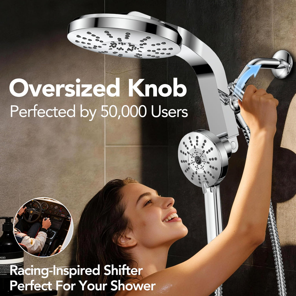 Rain Shower head with Handheld Combo, High Pressure Magnetic Showerhead Set