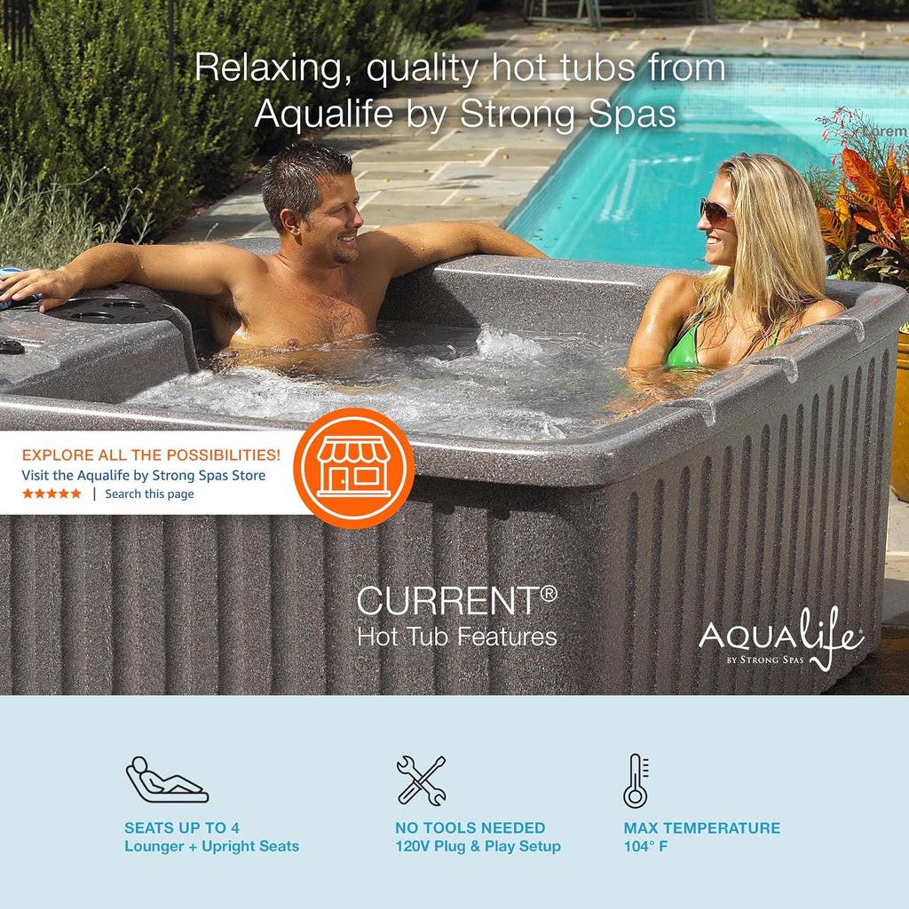 Current Outdoor Hot Tub, Free Extras, Fits 4-Adults, Plug and Play Spa, Free Cover Included