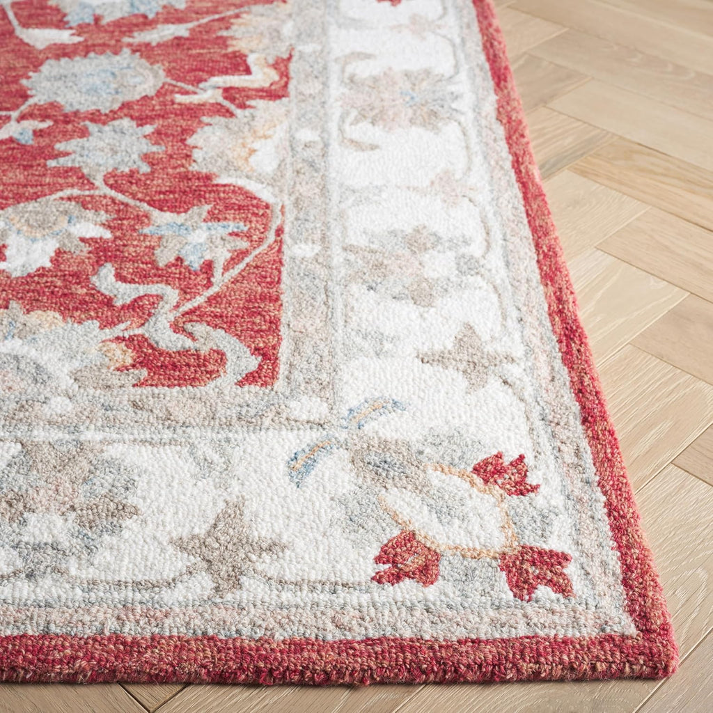 Area Rug 8x10 - Heritage - Large - Red & Ivory, Handmade Wool