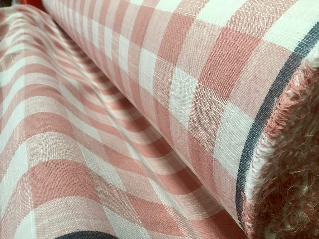 Gingham Linen Checked Linen Fabric Plaid Material Buffalo Black or Blue Check - 55 inches Wide (Sold by the Yard)