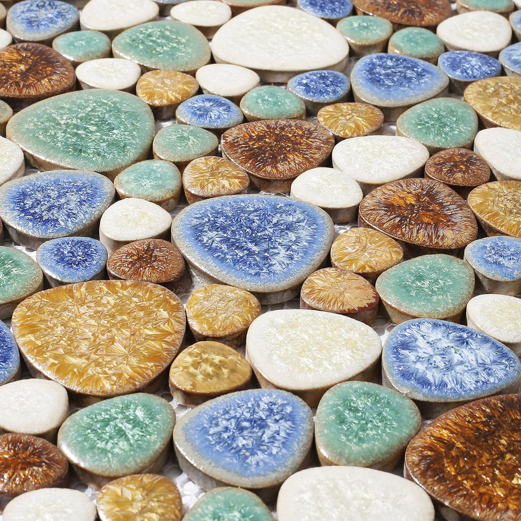 Matte Pebble for Shower Floor Mosaic Tile Wall Backsplash Floor Non Slip [5 Sheets]