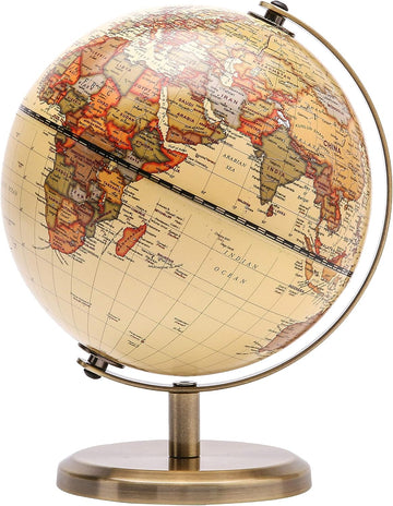 5.5 Inches Antique World Globe English Map Vintage Bronze Metal Arc