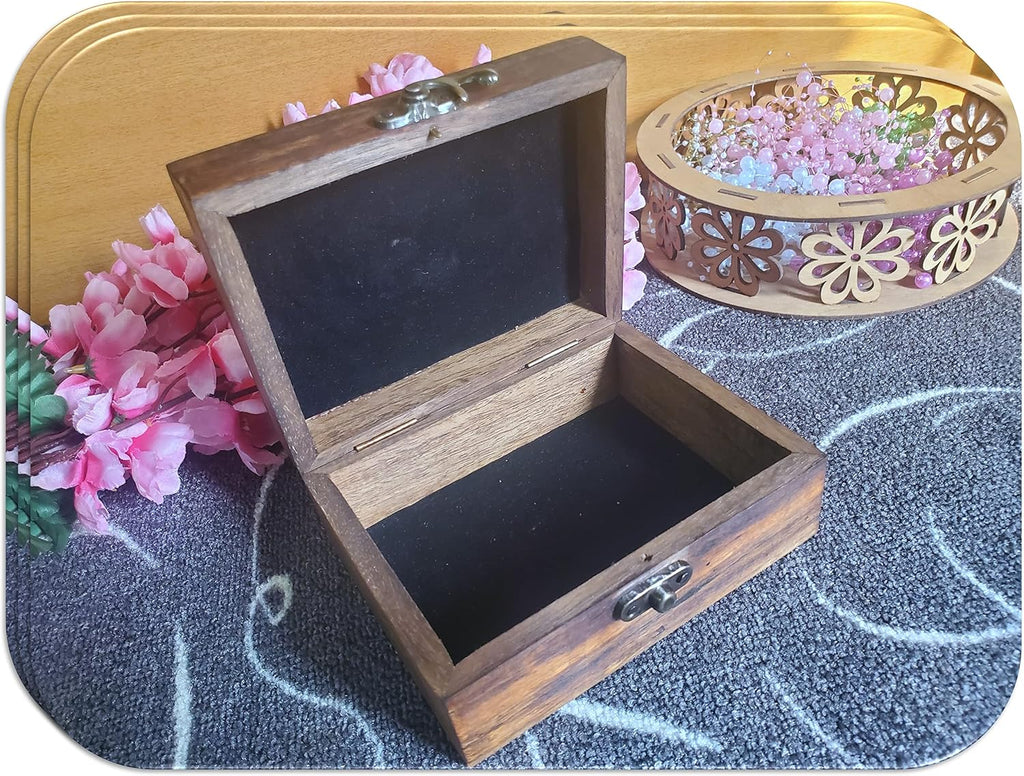 Tree of Life Engraved Wooden Decorative Box, Jewelry Box for Keepsake, Trinket Box (5.75 x 4.75 x 2.5)