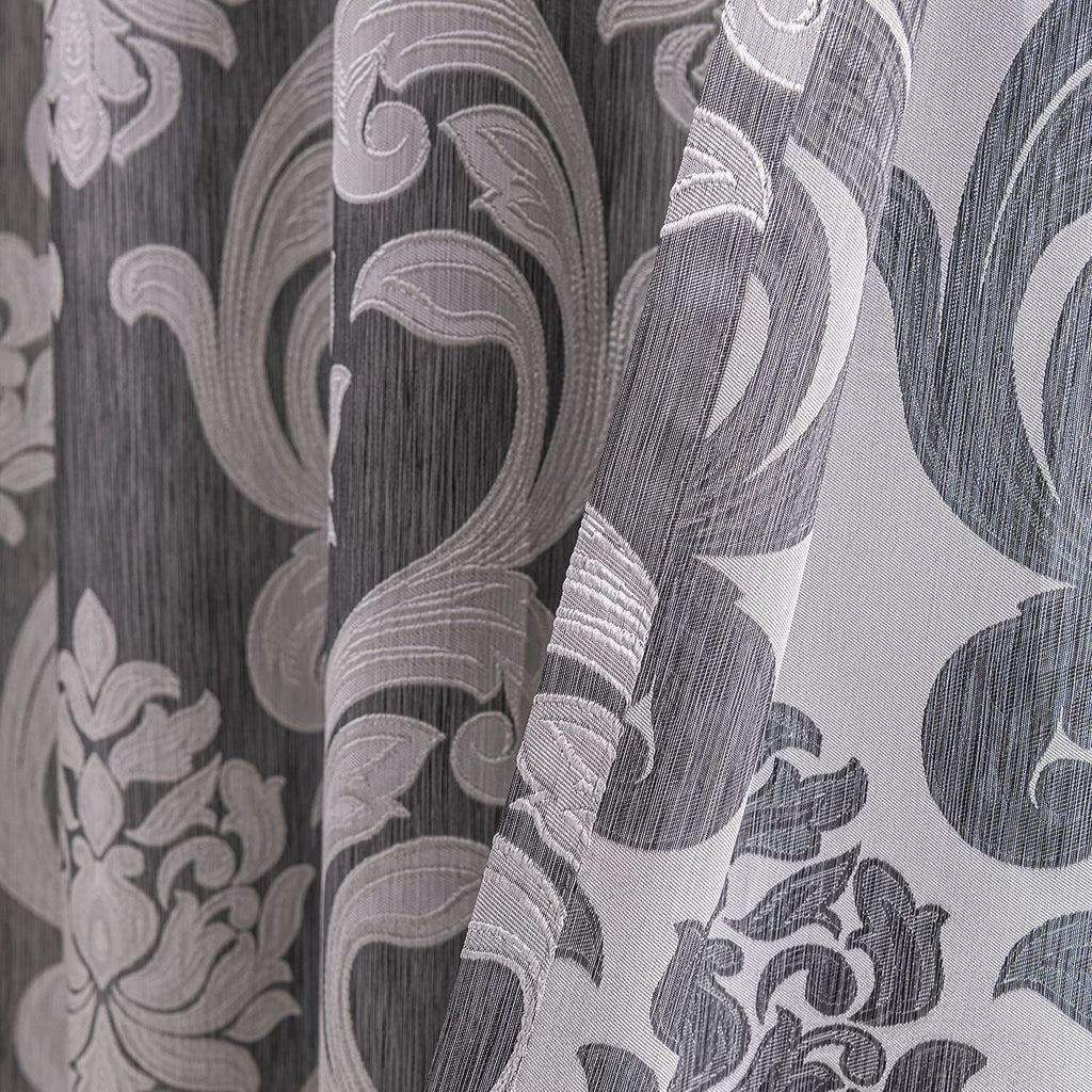 Sliding Door Curtains Luxury Patio Doors Damask Extra Wide Silver Gray Curtains for Room Divider 1 Panel Grommet Top