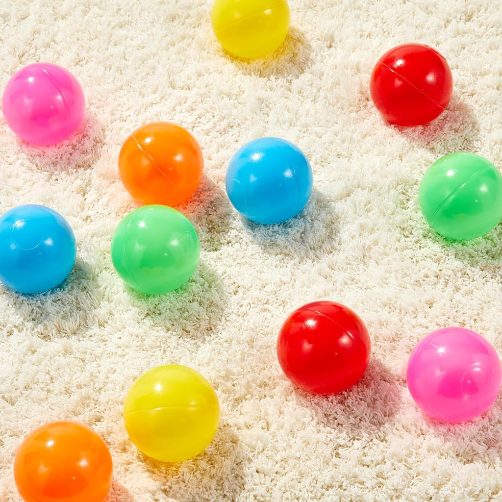 BPA Free Ball Pit Balls with Storage Bag, Crush-Proof Plastic for Toddlers Kids 12+ Months Play, Phthalate Free, 6