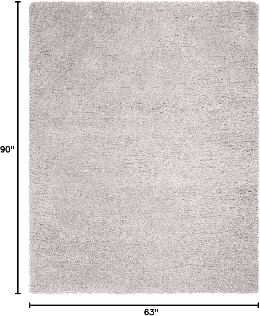 Flokati Shag Collection Area Rug, Silver, Solid Design, Non-Shedding & Easy Care, 2.75-inch Thick Ideal