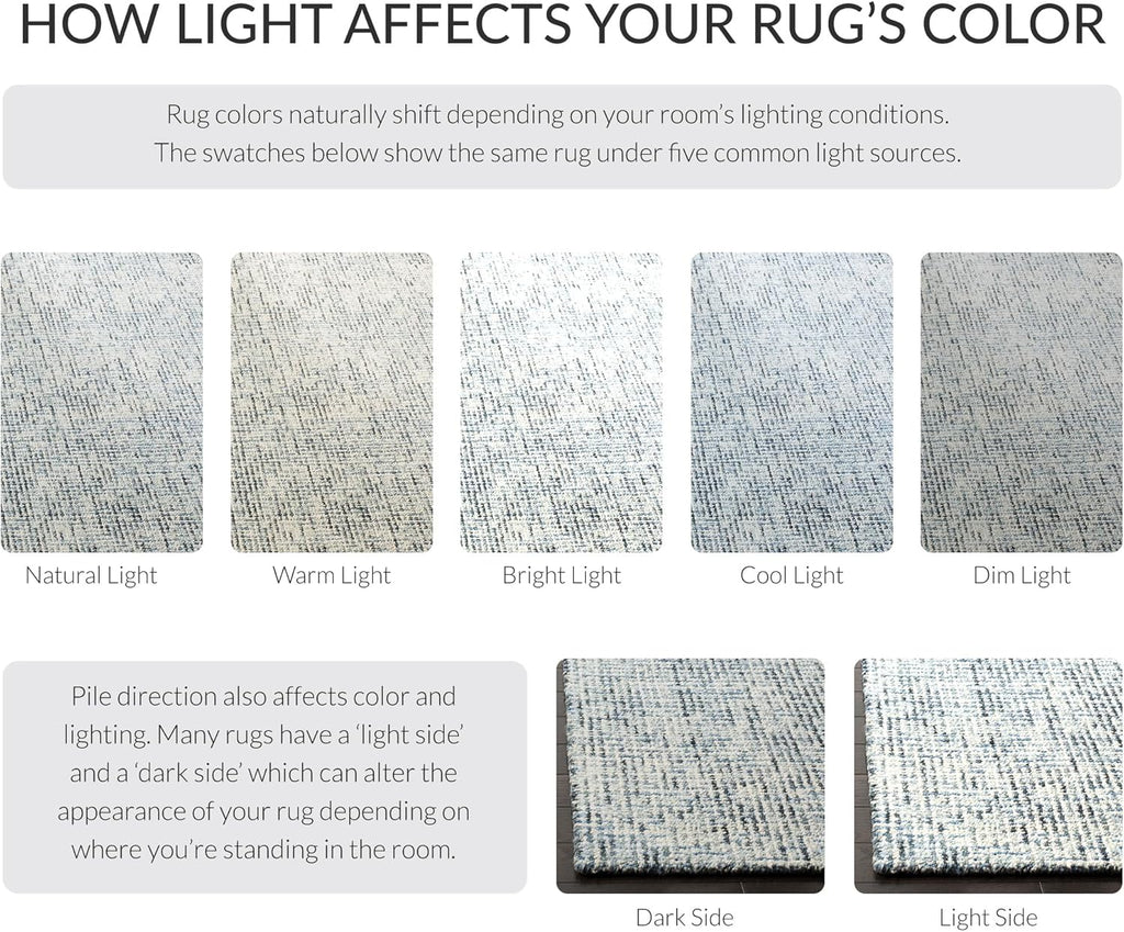 Abstract Area Rug - 9' x 12', Blue & Charcoal, Handmade Wool