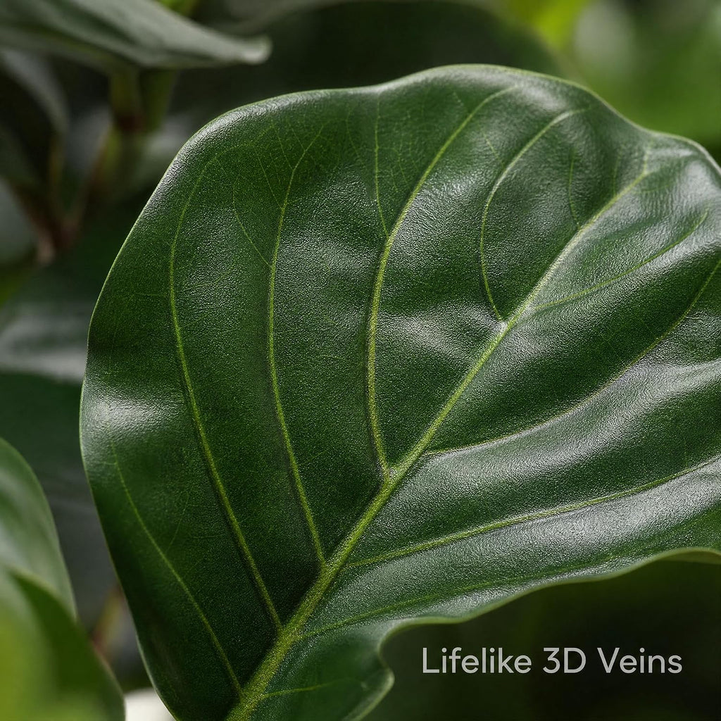 4 ft Artificial Fiddle Leaf Fig Tree, Realistic Faux Ficus Lyrata with 48 Leaves, PE & PVC Potted Floor Plant Living