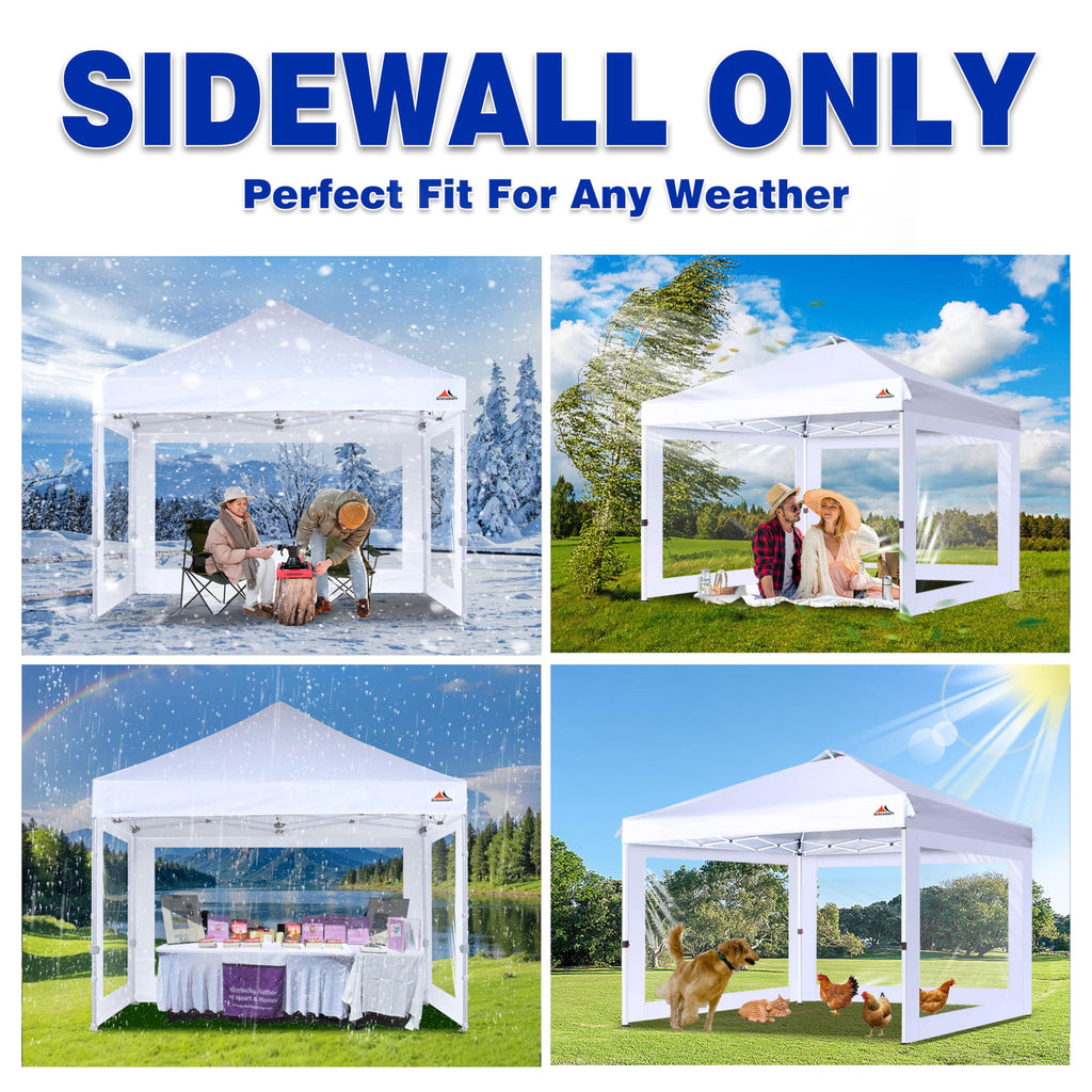 Clear Window Sidewall for 10x10 Canopy Frame, 3 Pack Sunwalls Only, (White)