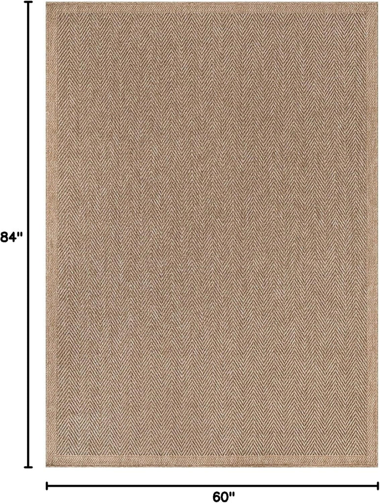 Easy Jute Rug 5x7, Indoor Outdoor Natural Color Fiber Area Rugs