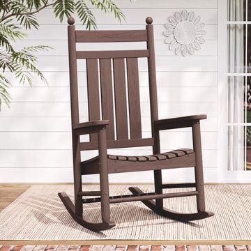 Rocking Chair Outdoor, Comfortable Rocker for Adults, Brown