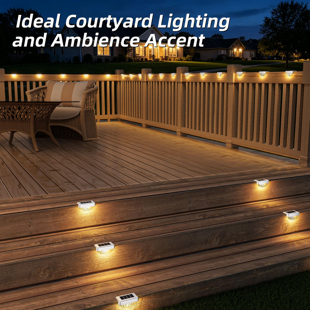 16 Pack Solar Deck Lights Outdoor, Warm White LED Solar Step Lights for Outside, Waterproof Fence Light, Deck
