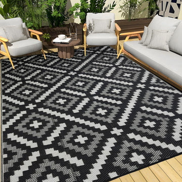 Outdoor Rug Waterproof, Reversible Outdoor Plastic Straw Rug