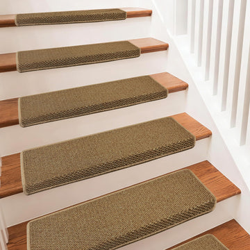 Bullnose Carpet Stair Treads, 14-Piece Set Stair Treads for Wooden Steps