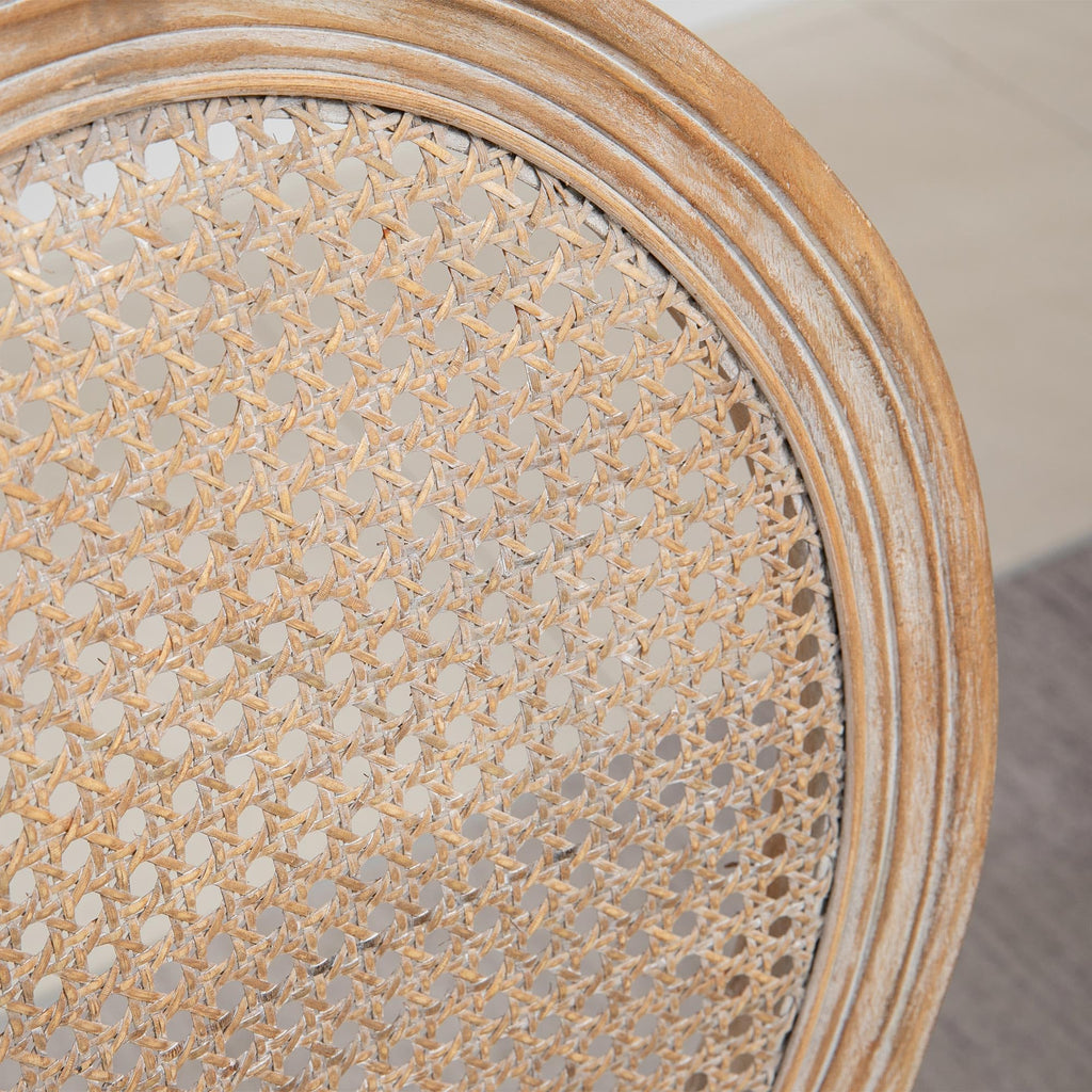 French-Style Upholstered Dining Chair Set, Armless Accent Side Chairs with Rattan Backrest and Linen-Touch