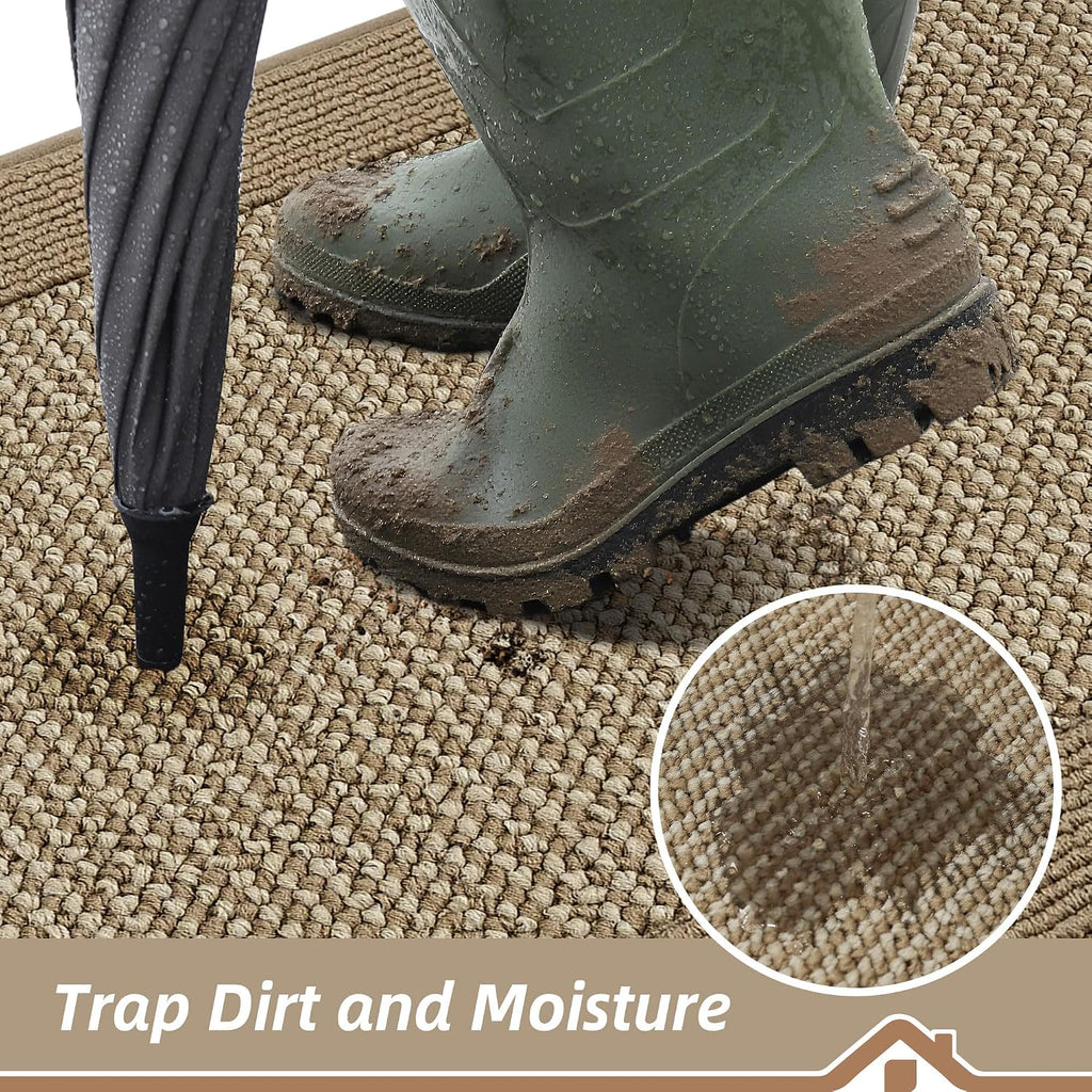 Indoor Door Mat 24" x 36", Dirt Trapper Door Mats, Beige | Non-Slip Entryway Rugs Washable, Trap Dirt Absorbent