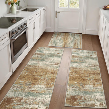Kitchen Rugs Set of 3, Washable Non Slip Kitchen Mats for Floor, Warm