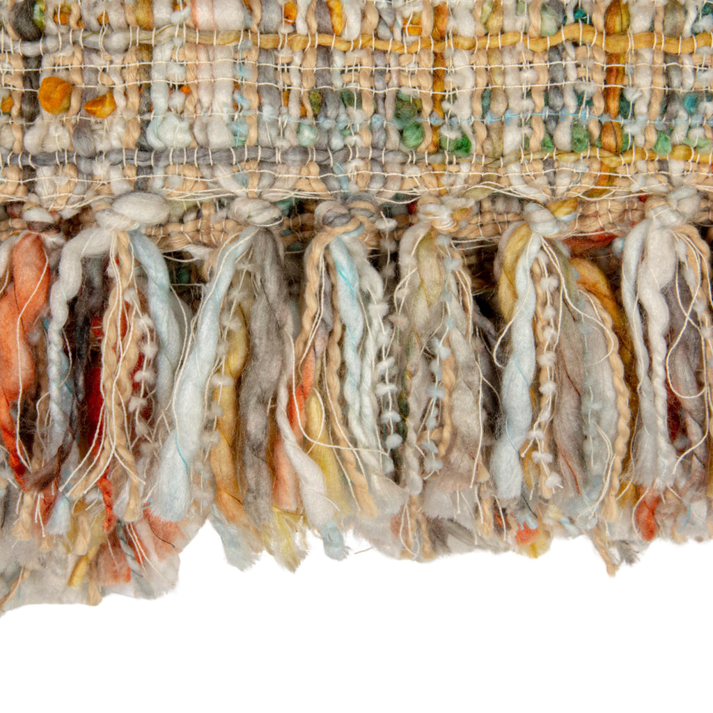 Woven Acrylic Bouclé Throw Blanket with Fringe, Multicolor