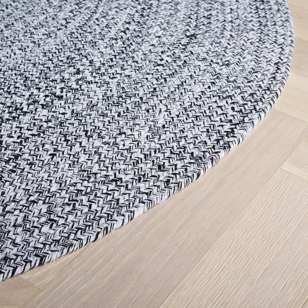 Braided Cotton Oval Rug 6'x9', Farmhouse Ivory & Black BRD256C