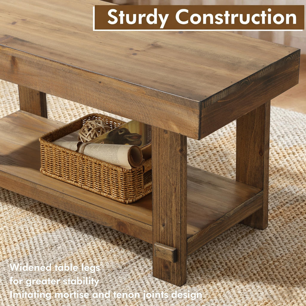 Solid Wood Entryway Bench - 31.5" Farmhouse Small Narrow Benches