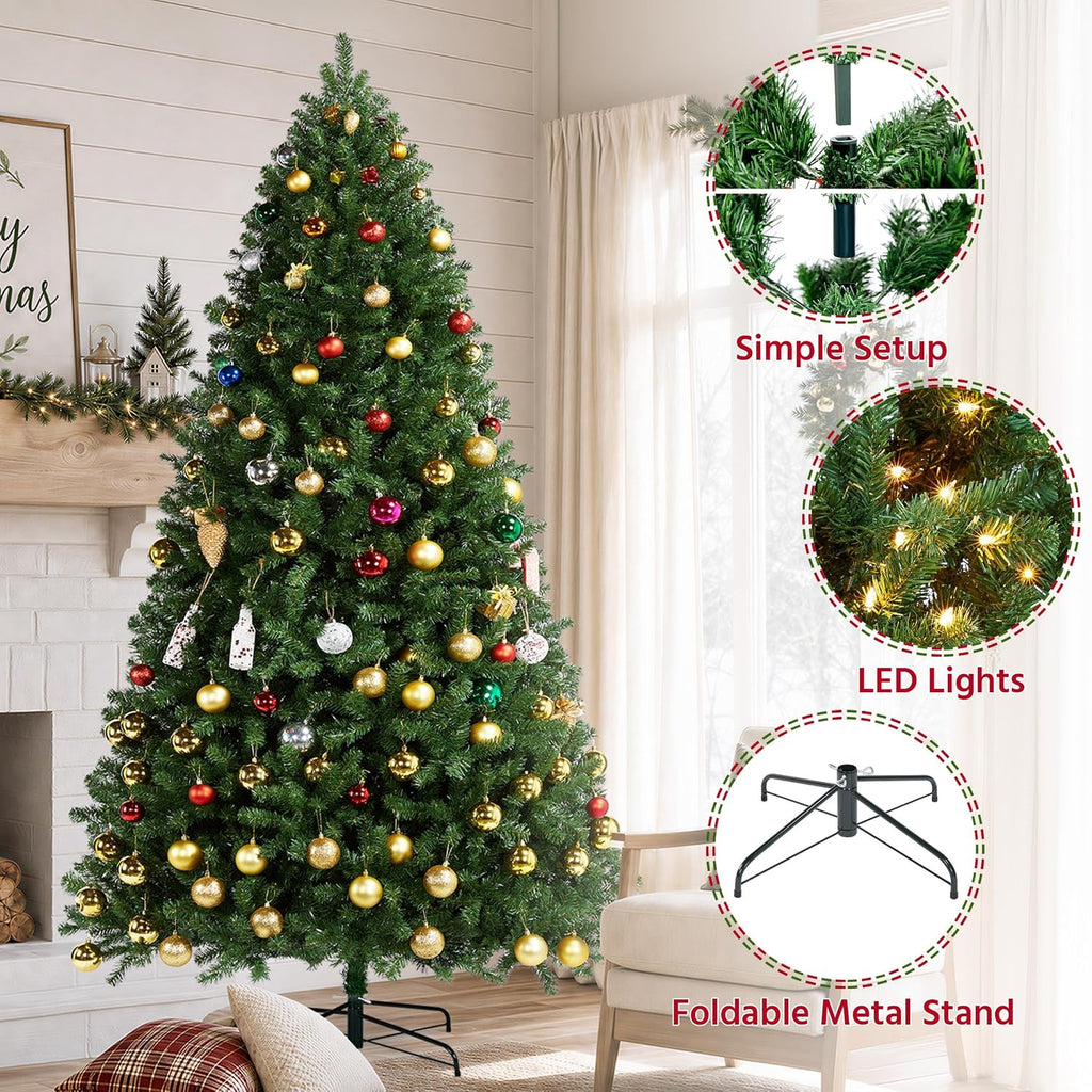 Pre-lit Christmas Tree with 850 Warm White Lights, Green