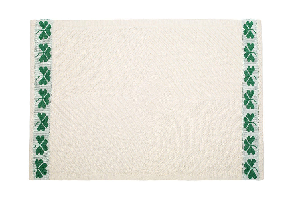 Shamrock Aran Throw Irish Blanket 100% 45''x 68'' (114 x 173 cm)