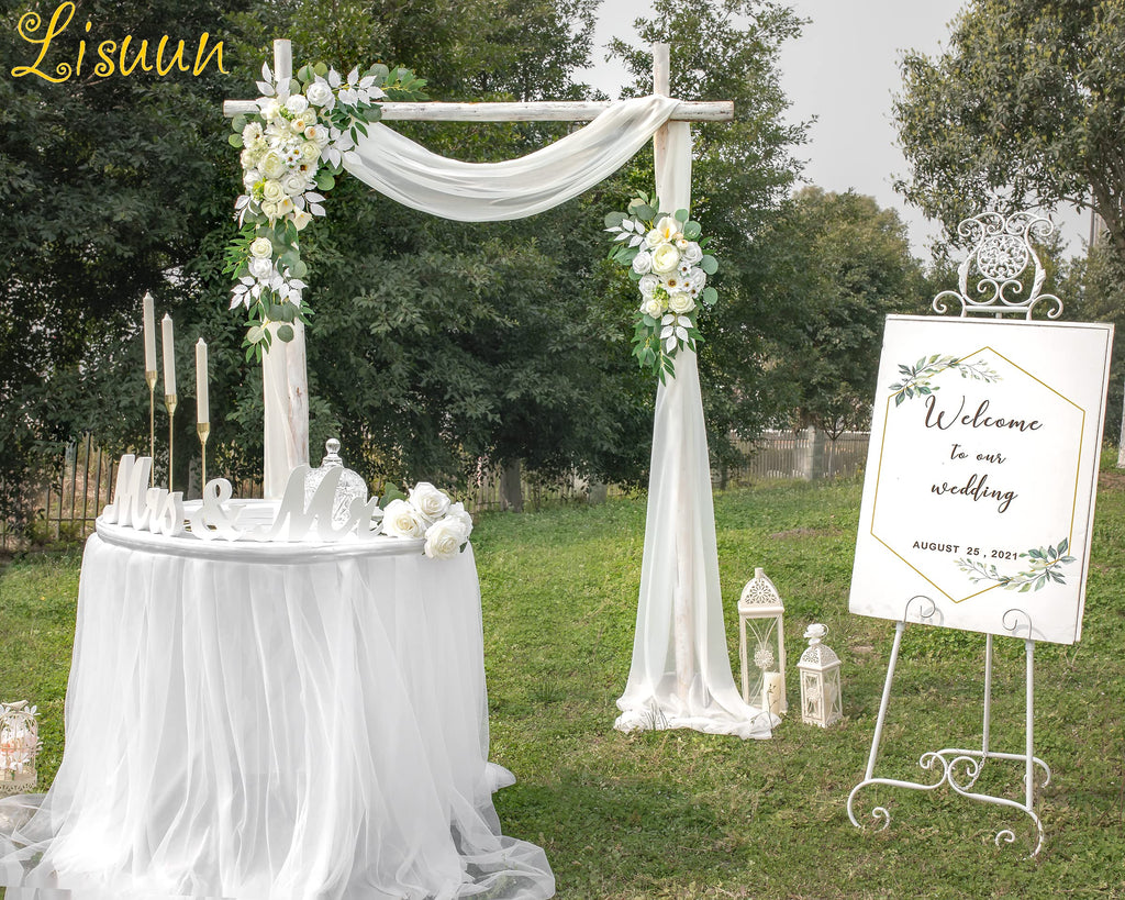 Artificial Wedding Arch Flowers with Chiffon Runner, Pack of 3