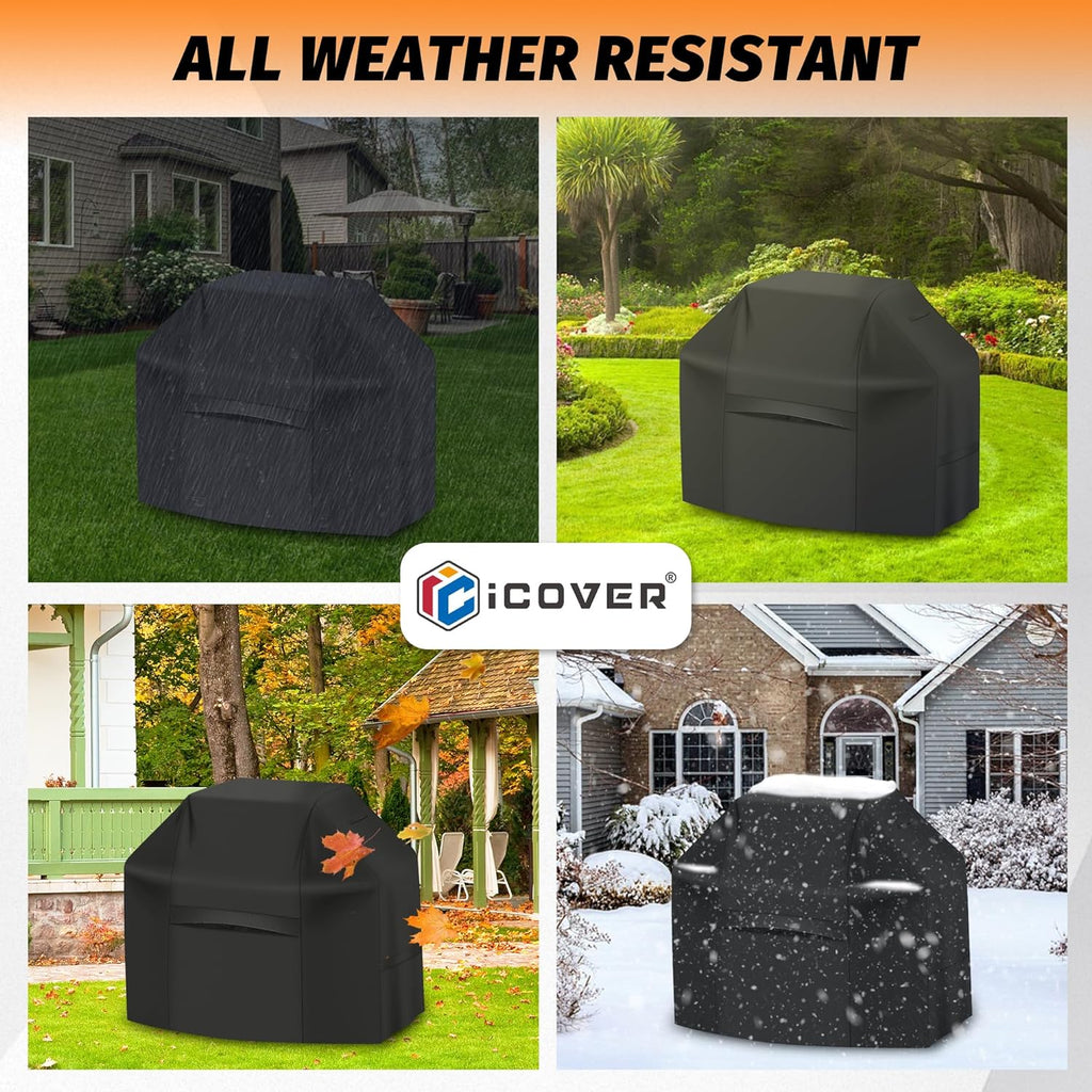 ICOVER Grill Cover 82 Inch, BBQ Grill Cover for Outdoor Grill, 600D Heavy-Duty Waterproof BBQ Cover, Large Barbecue