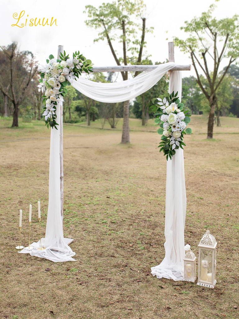Artificial Wedding Arch Flowers with Chiffon Runner, Pack of 3
