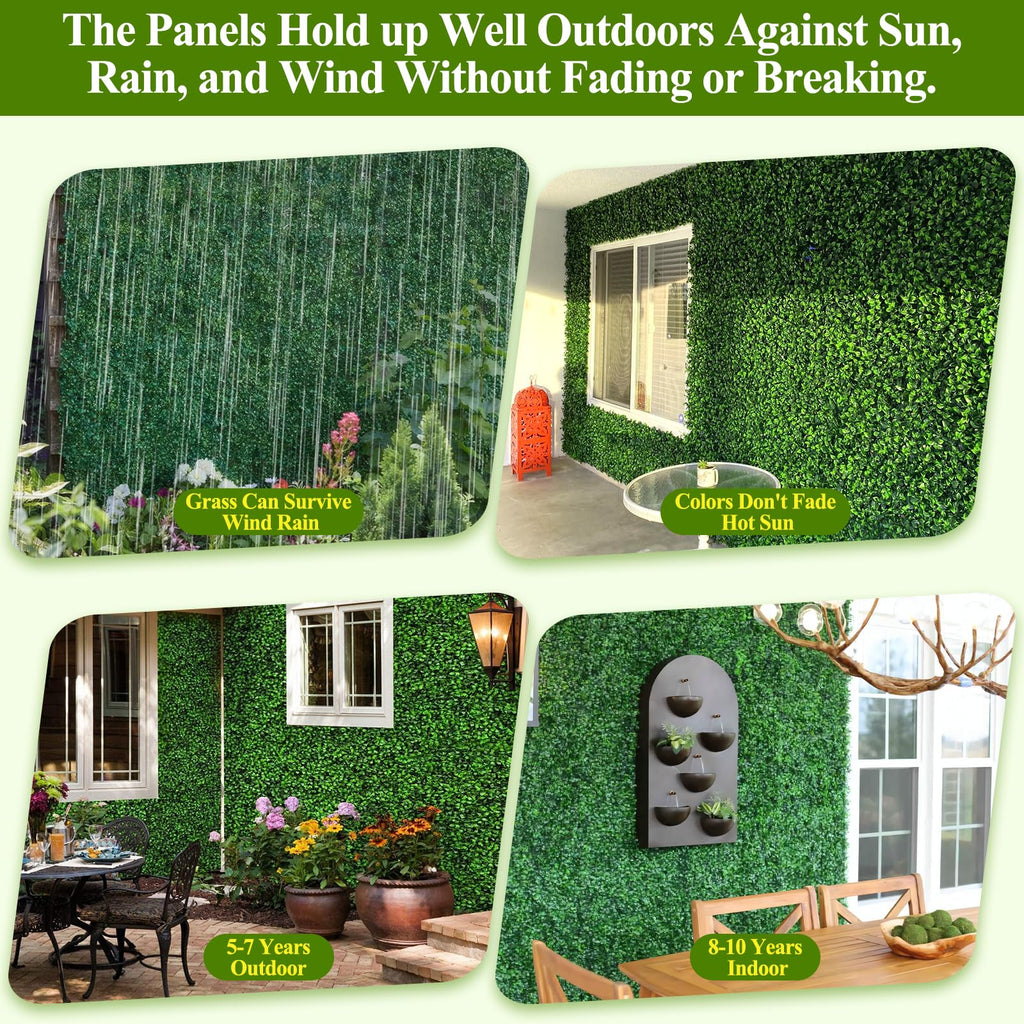25Pcs Artificial Grass Wall Panels 10" X 10" Greenery Backdrop UV-Protected