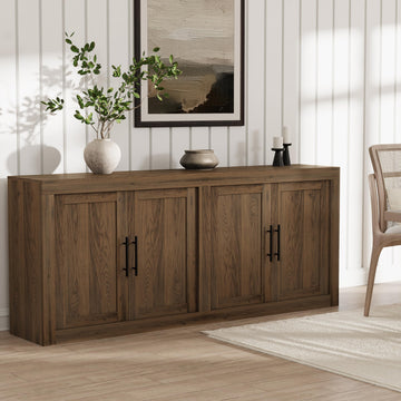 70.8" Sideboard Buffet Cabinet with 4 Wooden Doors, Walnut