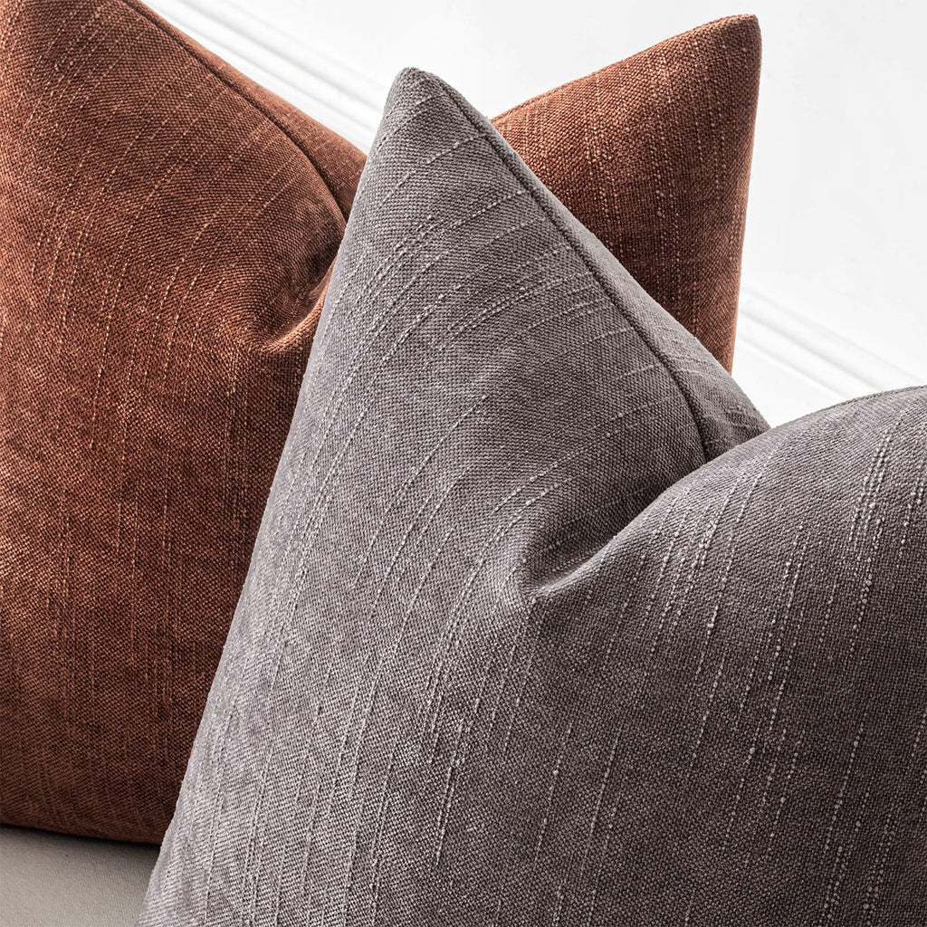 Textured Chenille Throw Pillow Covers 20x20 Inch Charcoal Gray