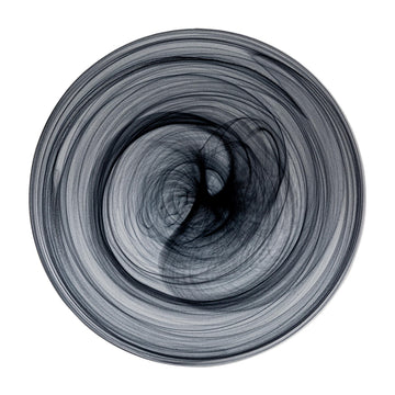 Charger Plates, Set of 4 Black Alabaster Dinner Plates, 13" Plate with Marbelized, Swirl Design, Elegant Glass