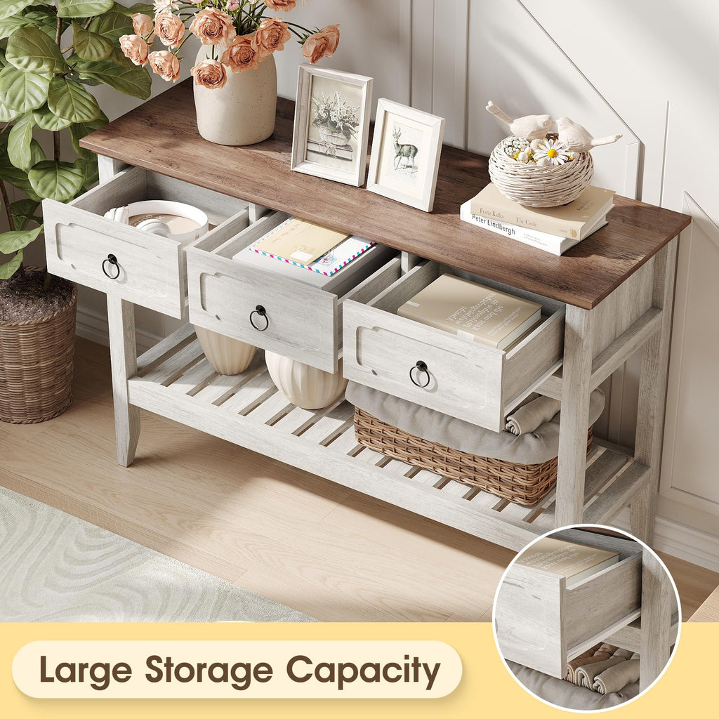 47.2" Farmhouse Console Table with 2 Drawers, Entryway Sofa Table