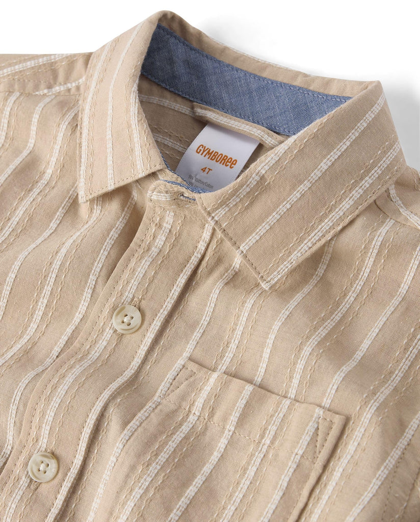 Boys,and Toddler Short Sleeve Linen Button Up Shirt,Java Hill
