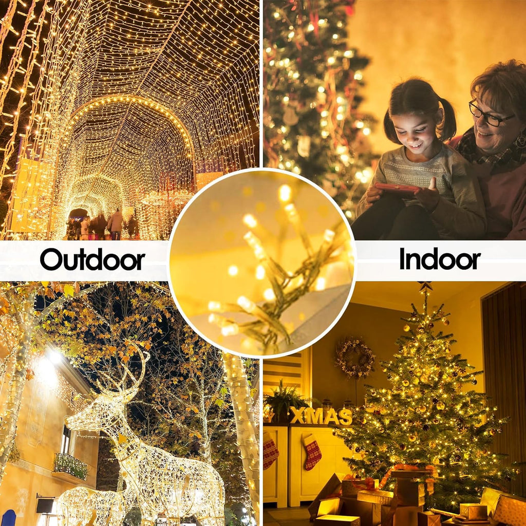 2-Pack 66FT 200 LED String Lights Indoor Outdoor Waterproof, Christmas Lights on Clear Wire, 13 Modes Twinkle Fairy