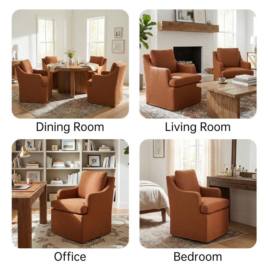 Upholstered, Dining Room Chairs with Casters
