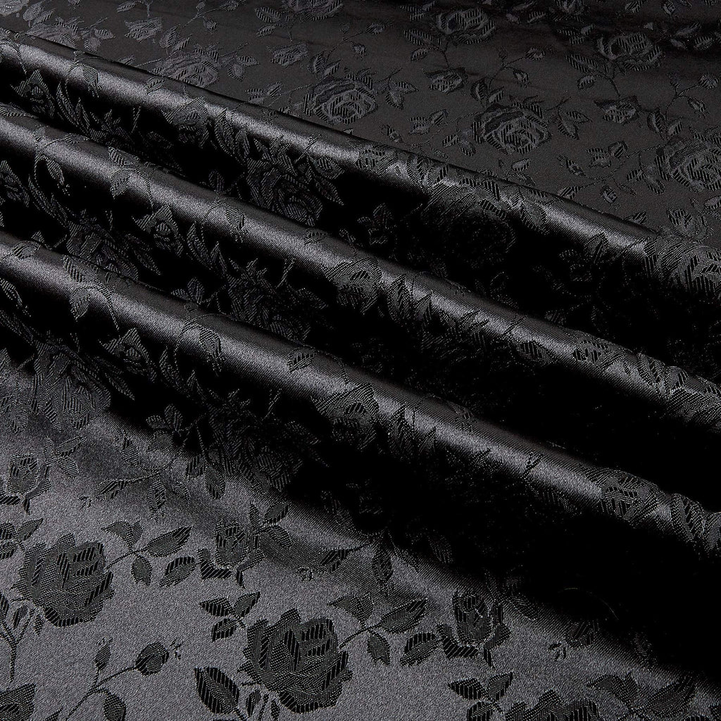 Satin Jacquard Black, Fabric by the Yard
