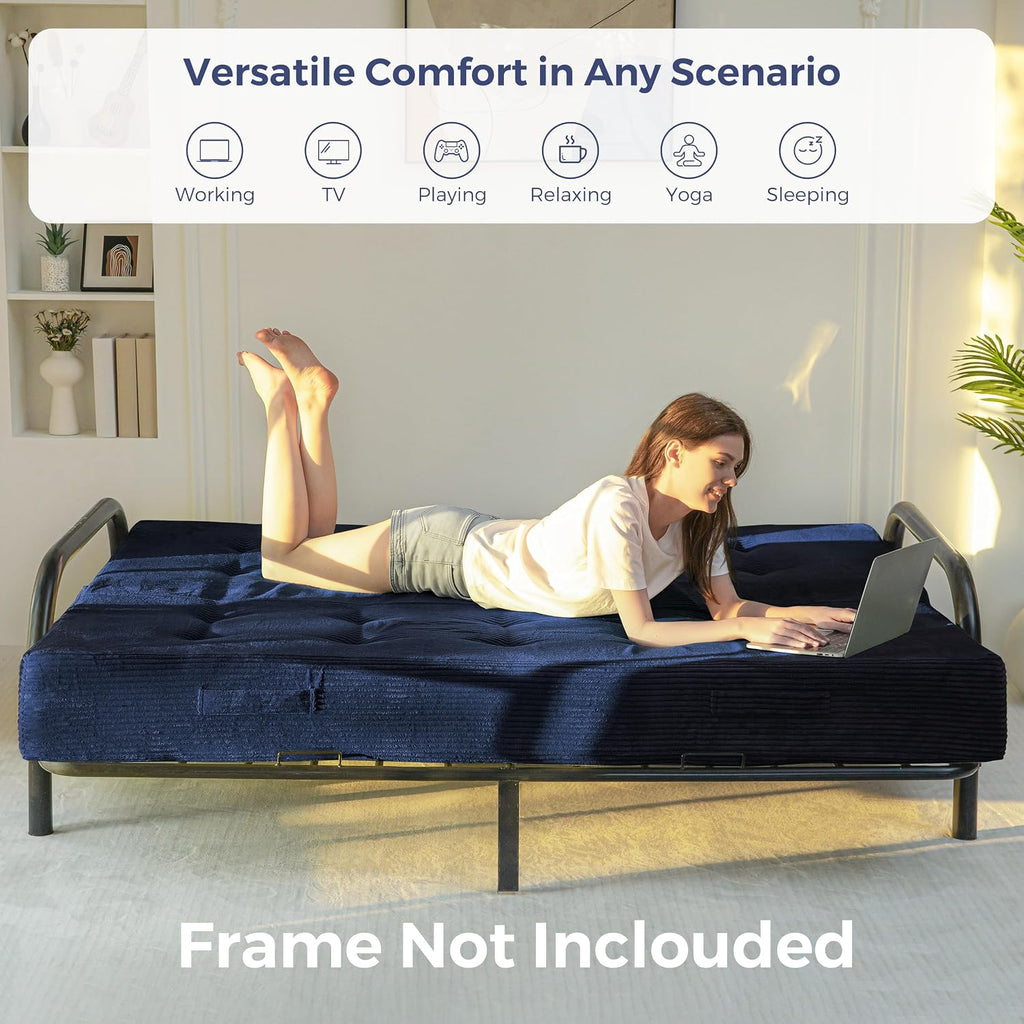 Foldable Mattress, 8-Inch Tufted Futon Mattress with Handles