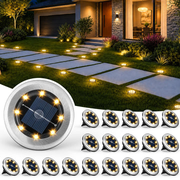 20 Pack Small Solar Ground Lights, Pathway Lights Warm White