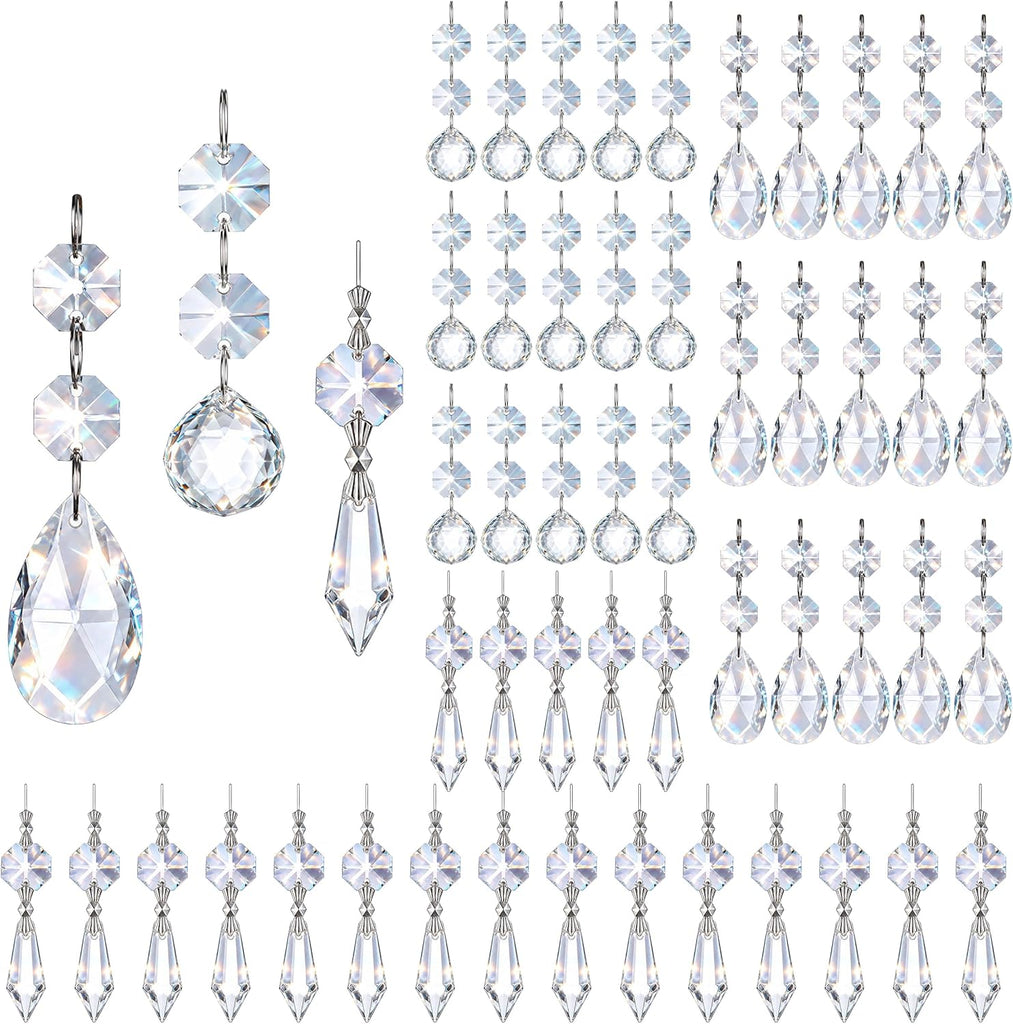 50pcs Assorted Chandelier Crystal Prism Replacement Suncatcher