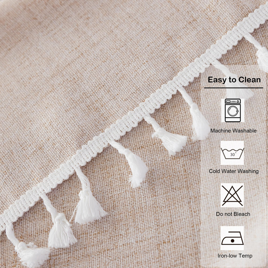 Linen Square Farmhouse Tablecloth 52 x 52 Inch Beige
