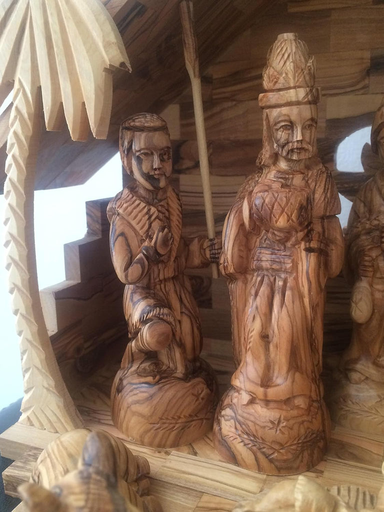 Olive Wood Deluxe Nativity Set (12 Pieces Set)