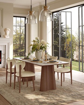 71" Modern Dining Table for 6, Matte Heavy-Duty Dinner Table, Sintered Stone Dining Tabletop with Solid Wood