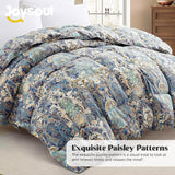 King Down Comforter with Paisley Floral- All Season Ultra Soft Goose Feather Fiber