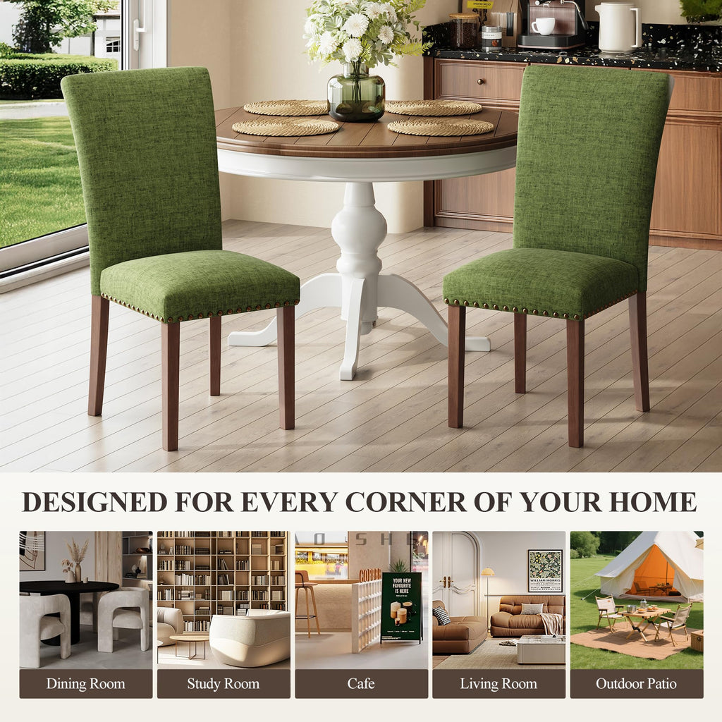High Back Upholstered Set of 4, Green